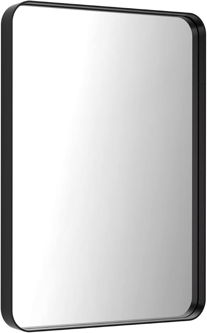 22x30 Inch Black Bathroom Mirror | Metal Framed Wall Mirror
