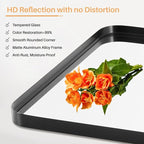 30x22 Inch Matte Black Bathroom Wall Mirror | Tempered Glass