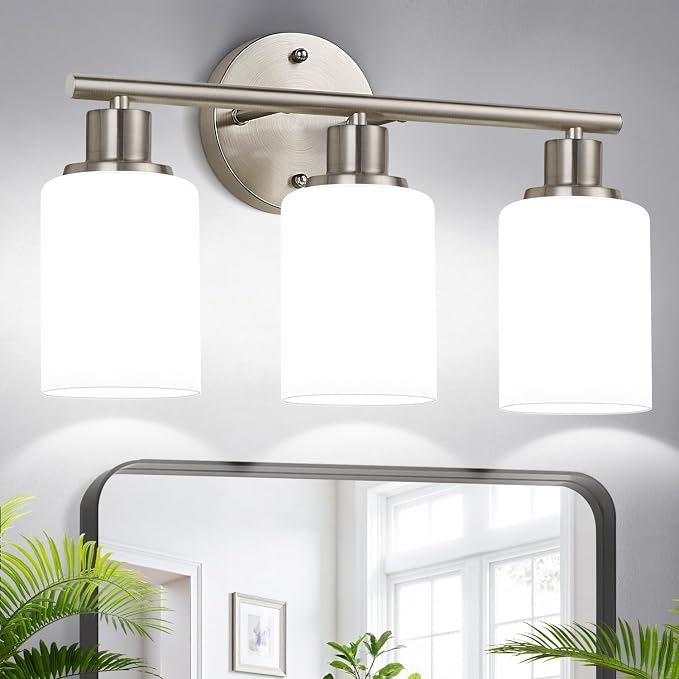 3-Light Black Bathroom Vanity Lights with Clear Glass Shades