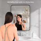 22x30 Inch Black Bathroom Mirror | Metal Framed Wall Mirror