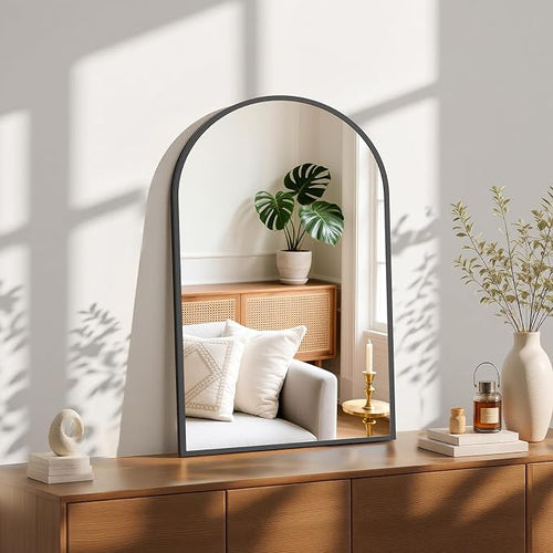 20x30 Inch Arched Black Bathroom Mirror | Vanity Wall Mirror