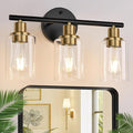 3-Light Black Bathroom Vanity Lights with Clear Glass Shades