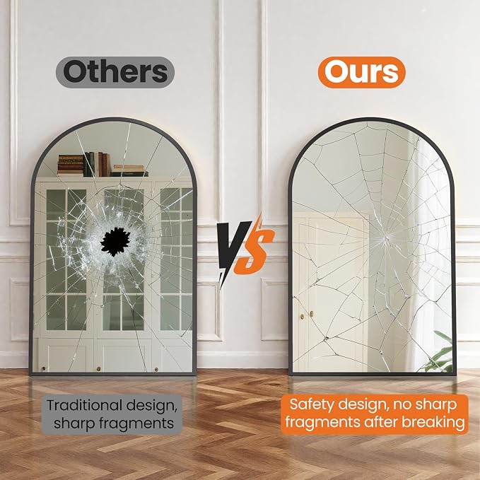 20x30 Inch Arched Black Bathroom Mirror | Vanity Wall Mirror