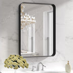 22x30 Inch Black Bathroom Mirror | Metal Framed Wall Mirror