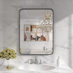 22x30 Inch Black Bathroom Mirror | Metal Framed Wall Mirror