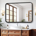 30x22 Inch Matte Black Bathroom Wall Mirror | Tempered Glass