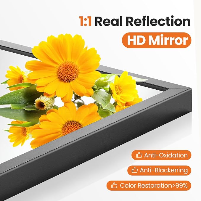 20x30 Inch Arched Black Bathroom Mirror | Vanity Wall Mirror